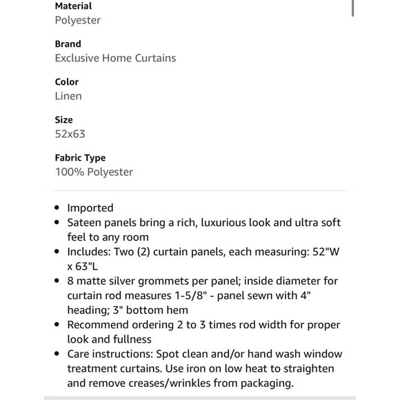 Exclusive Home Sateen Linen & Brushed Nickel Grommet Curtain Panels (2-Panels) - - Picture 8 of 10